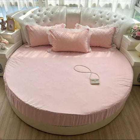 Round Microfiber Fabric Fitted Bedsheet And Bed-Skirt