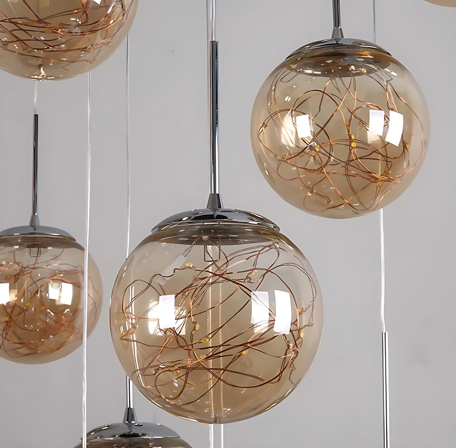 LED Ball Pendant Light Chandelier For Staircase / Ruchi