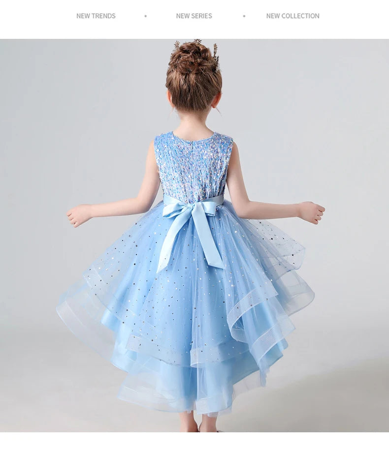 Sleeveless Kids Party Dress With Tulle Skirt