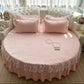 Round Microfiber Fabric Fitted Bedsheet And Bed-Skirt
