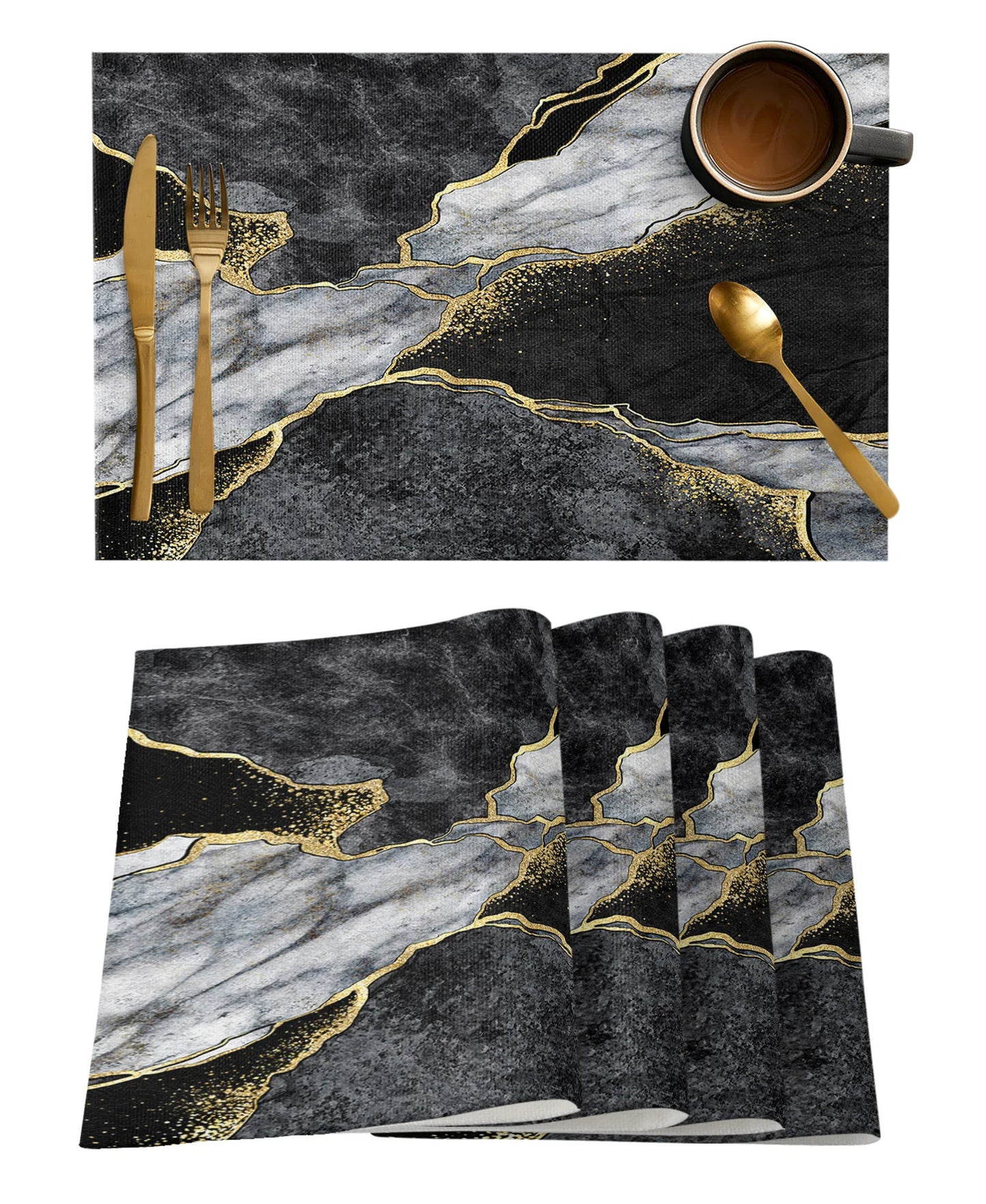 4-Piece Modern Design Polyester Placemat Set