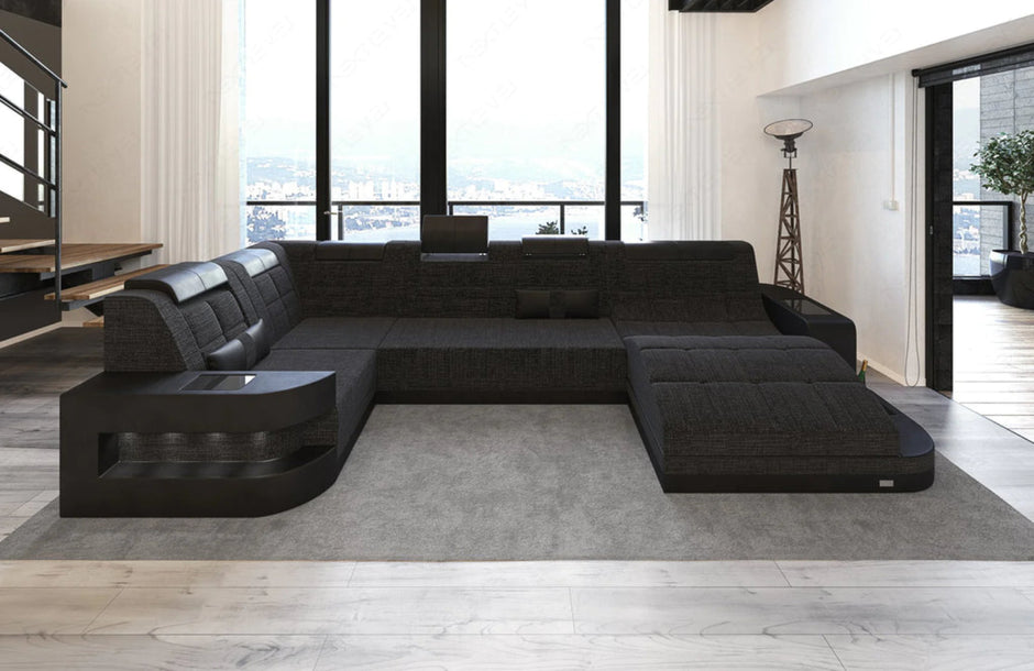 Glorious LED-Integrated Fabric Sectional Sofa