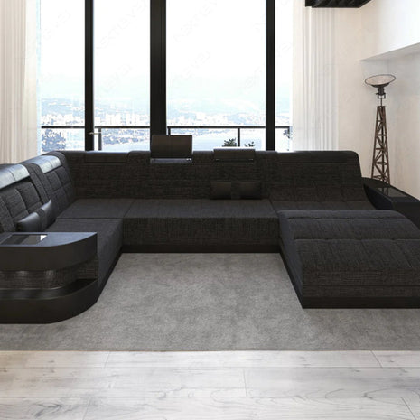 Glorious LED-Integrated Fabric Sectional Sofa