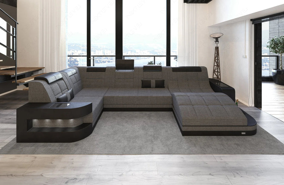 Glorious LED-Integrated Fabric Sectional Sofa / Ruchi