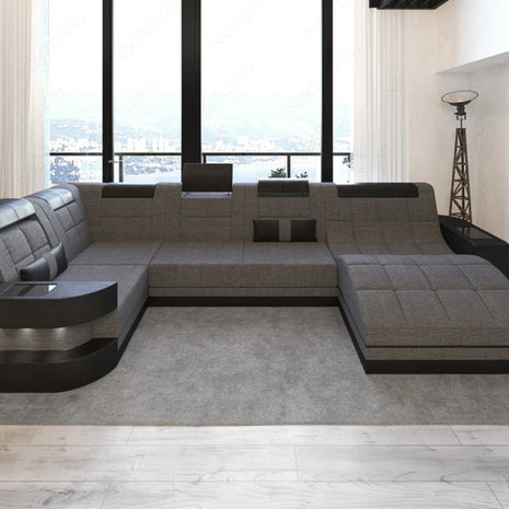 Glorious LED-Integrated Fabric Sectional Sofa / Ruchi