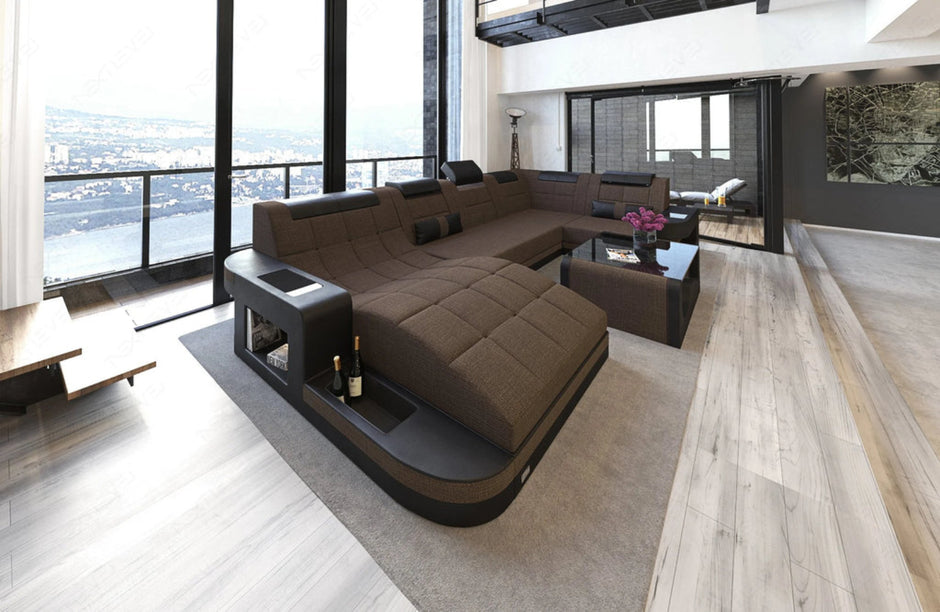 Glorious LED-Integrated Fabric Sectional Sofa / Ruchi