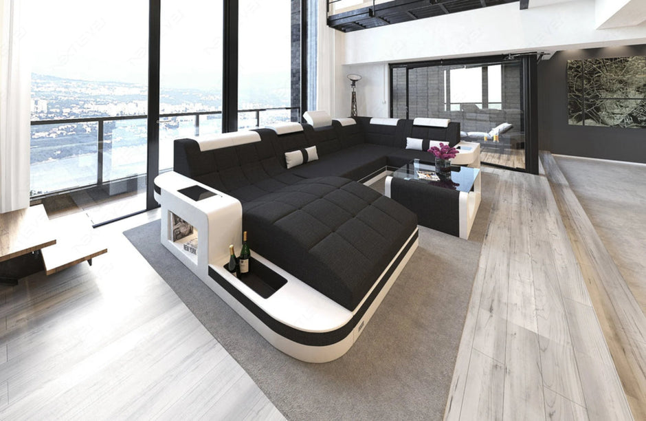 Glorious LED-Integrated Fabric Sectional Sofa / Ruchi