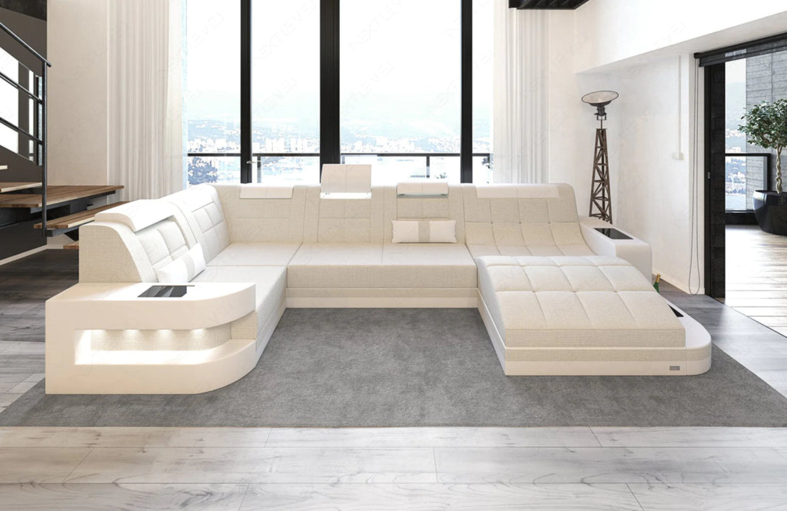 Glorious LED-Integrated Fabric Sectional Sofa