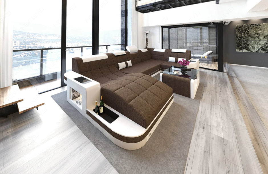 Glorious LED-Integrated Fabric Sectional Sofa / Ruchi