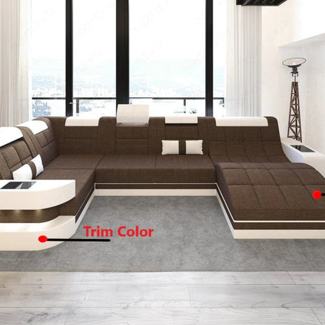 Glorious LED-Integrated Fabric Sectional Sofa / Ruchi