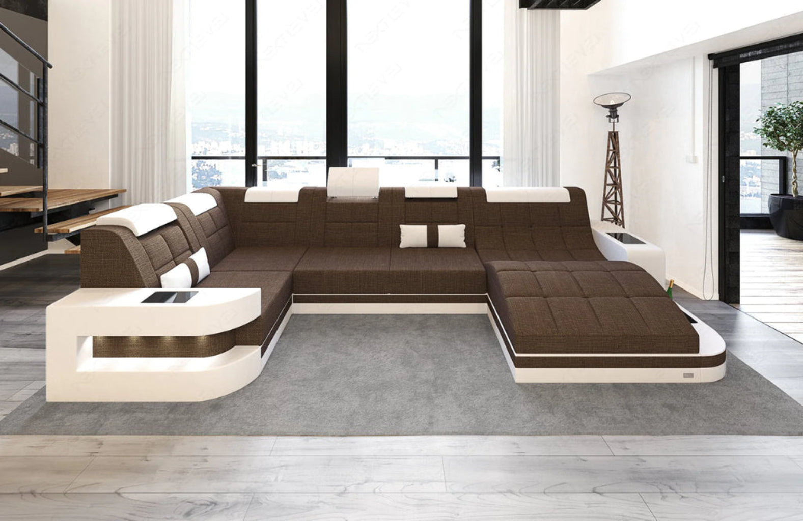 Glorious LED-Integrated Fabric Sectional Sofa