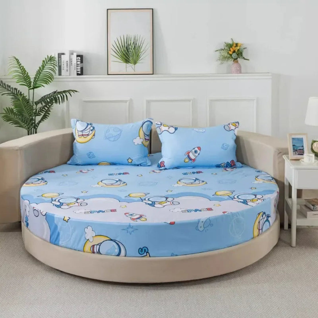 Round Cotton Fitted Bedsheet Set