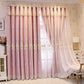 Double Layered Floral Embroidered Polyester Fabric Pink Tulle Window Curtain / Ruchi