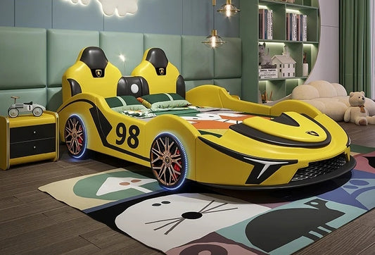 LED Car Leather Kids Bed With Storage / Ruchi