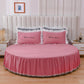 Round Cotton Fitted Bedsheet Bed-skirt Set