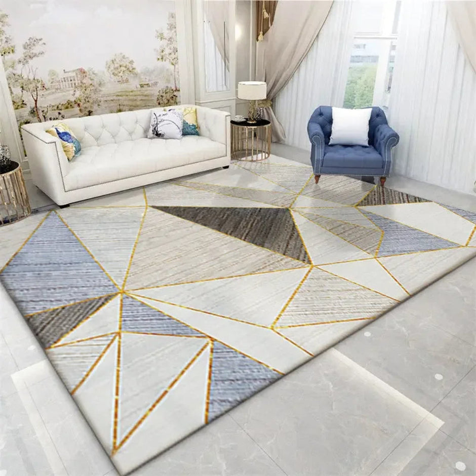 Geometric Polyester Fiber Anti-Slip Floor Rug