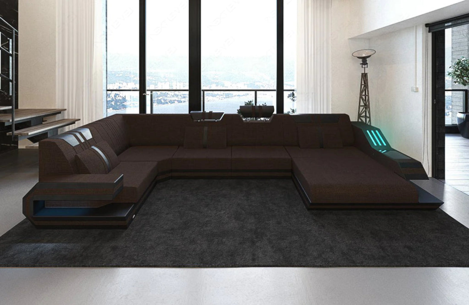Fabric Sectional Sofa With LED Lights / Ruchi
