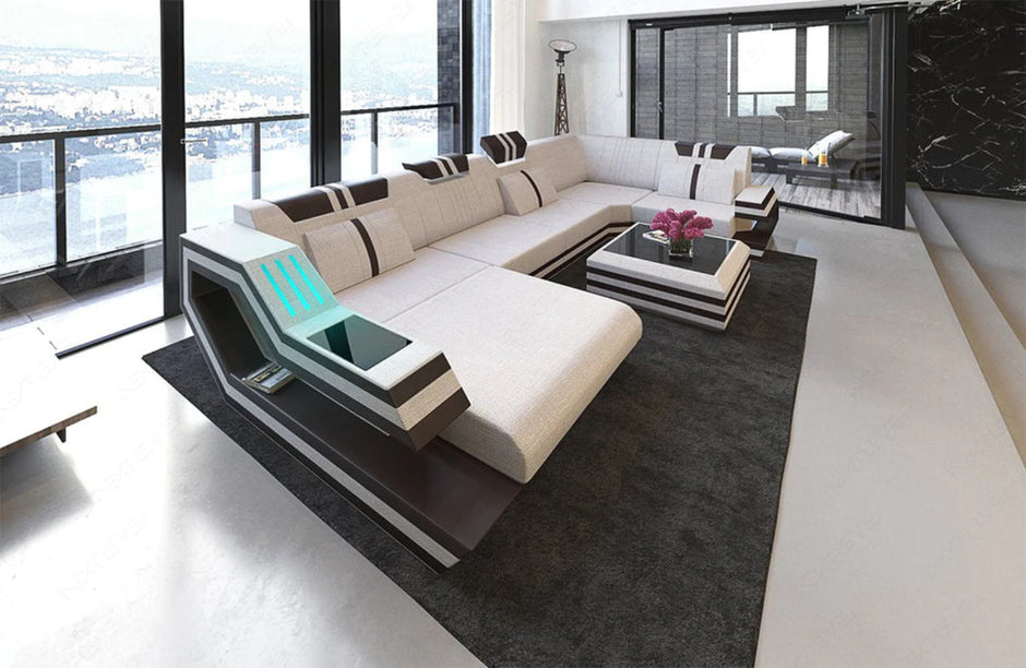 Fabric Sectional Sofa With LED Lights / Ruchi