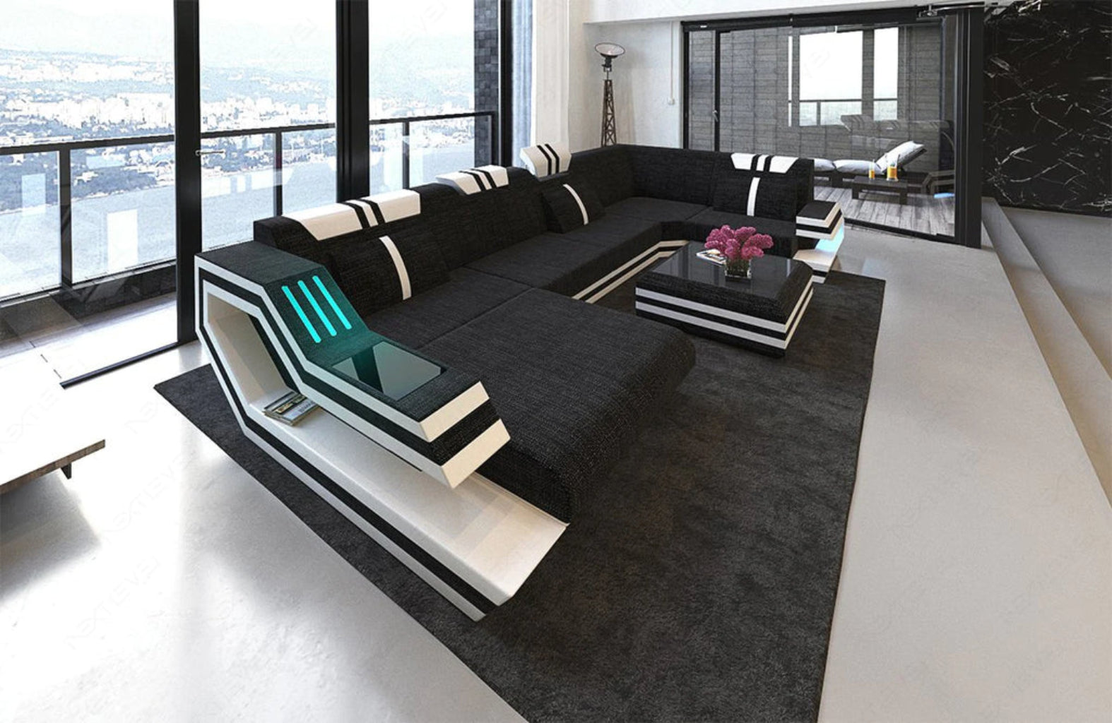 Fabric Sectional Sofa With LED Lights / Ruchi