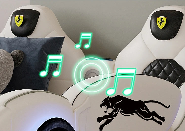 Children's LED Leather Car Bed with Speaker