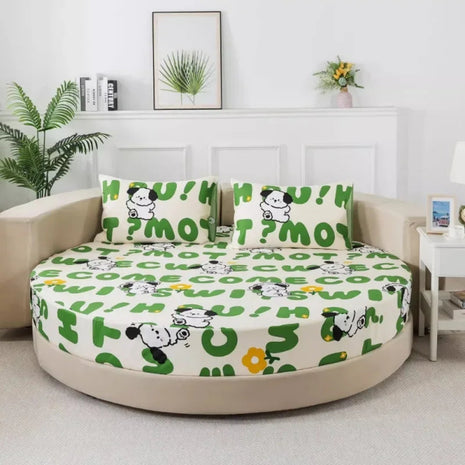 Round Cotton Fitted Bedsheet Set / Ruchi