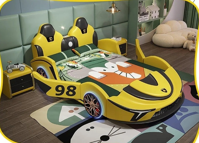 LED Car Leather Kids Bed With Storage / Ruchi