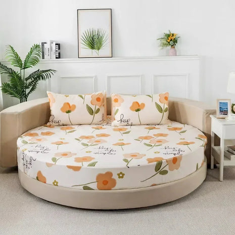 Modern Round Cotton Fitted Bedsheet Set / Ruchi