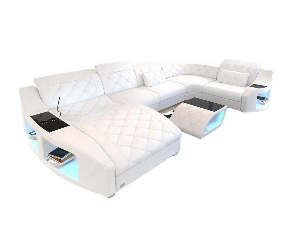 LED Sectional Sofa With Leather Upholstery / Ruchi 
