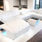 Contemporary Diamond Design Backrest LED Ensemble Leather Sectional Sofa / Ruchi
