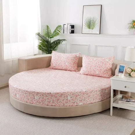 Modern Round Cotton Fitted Bedsheet Set / Ruchi