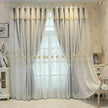 Floral Embroidery Polyester Grey Tulle Window Curtain / Ruchi