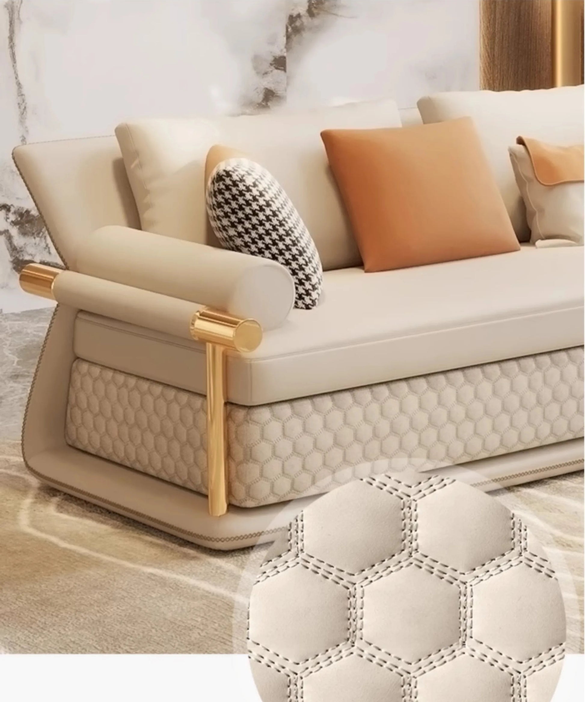 3-Piece Leather Living Room Sofa Set / Ruchi