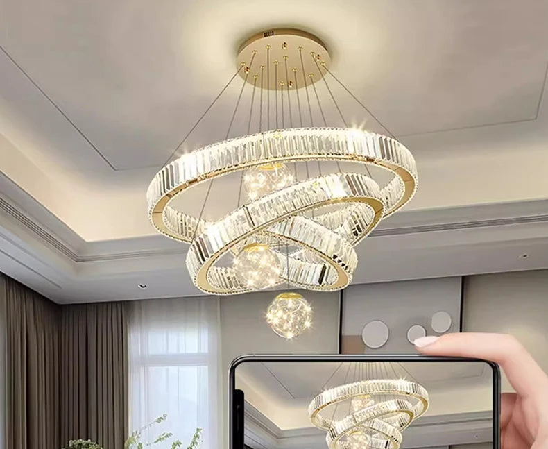 Modern Remote Control Crystal LED Chandelier / Ruchi