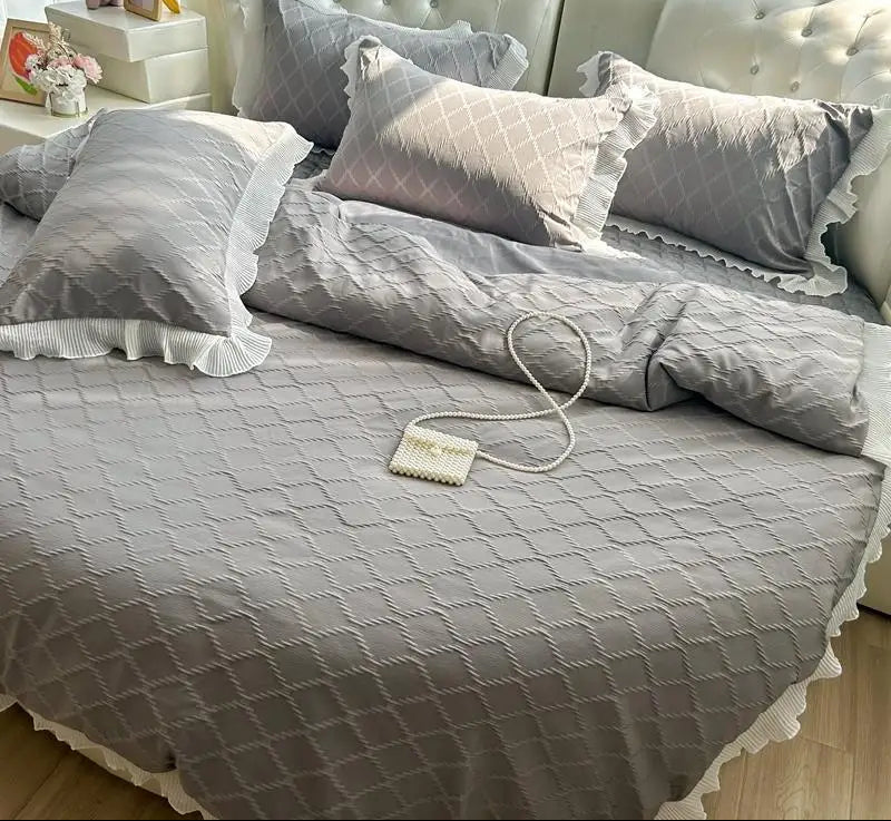 Round Microfiber Fabric Fitted Bedsheet And Bed-Skirt