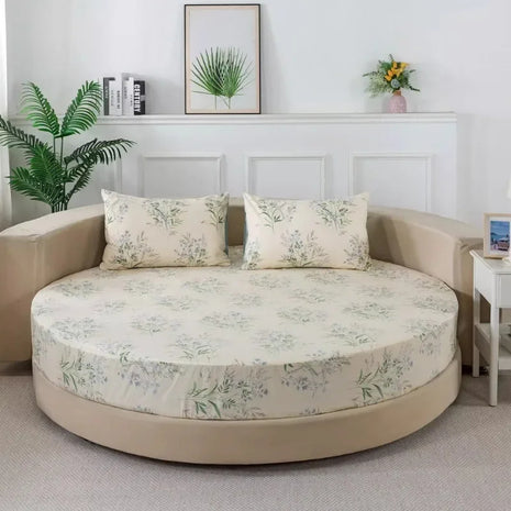 Modern Round Cotton Fitted Bedsheet Set / Ruchi