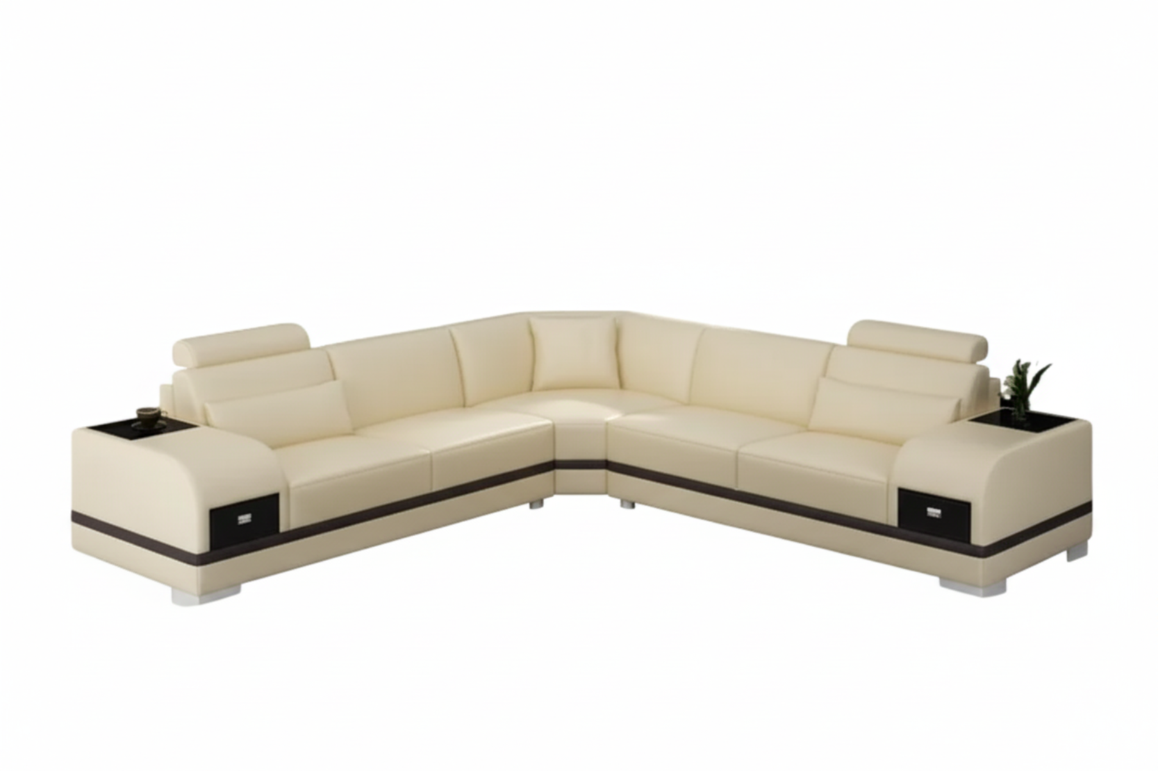 L-Shaped Leather Sectional Sofa With Storage