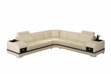 L-Shaped Leather Sectional Sofa With Storage