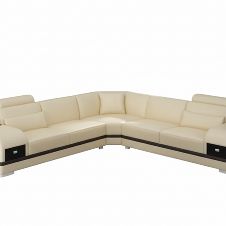 L-Shaped Leather Sectional Sofa With Storage