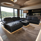 Modern Leather Sectional Sofa With LED Lights / Ruchi