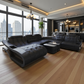Modern Leather Sectional Sofa With LED Lights / Ruchi