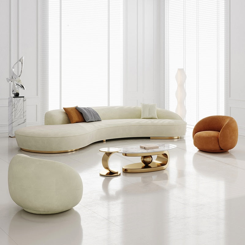 Affluent Curvy Fabric Upholstered Combination Sofa Set / Ruchi