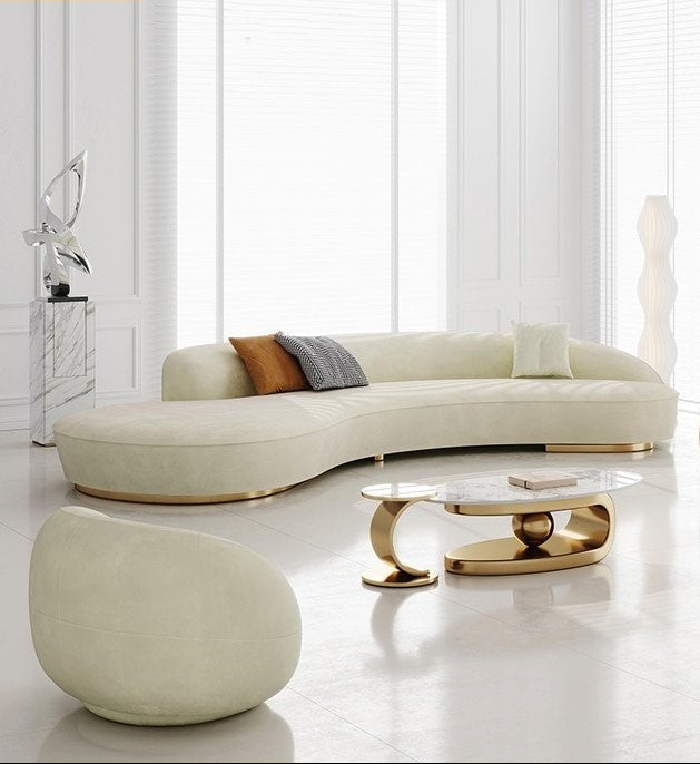 Affluent Curvy Fabric Upholstered Combination Sofa Set