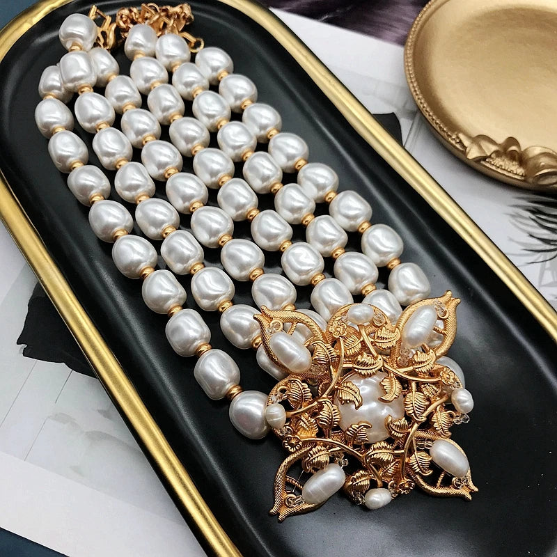 Modern Baroque Pearl Style Necklace / Ruchi