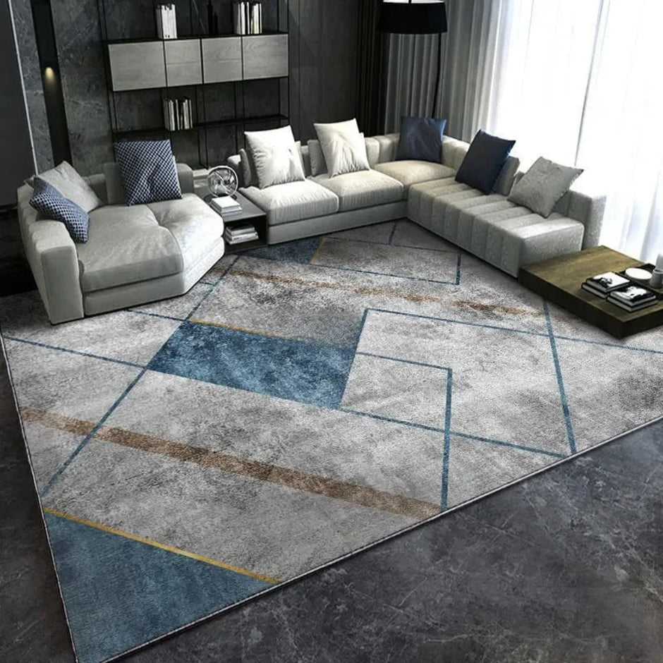 Multicolored Polyester Anti-Slip Living Room Rug