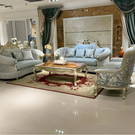 4 Piece Velvet Upholstered European Sofa Set / Ruchi