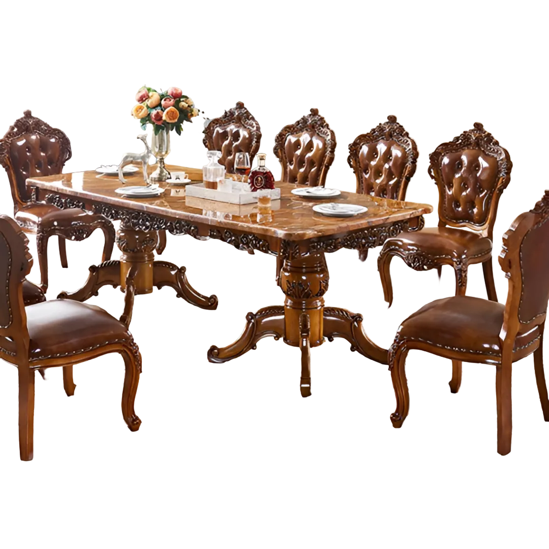 95 Inch Large European Marble Dining Table Set / Ruchi 