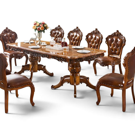 95 Inch Large European Marble Dining Table Set