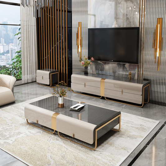 Wooden Coffee Table And TV Stand Set / Ruchi