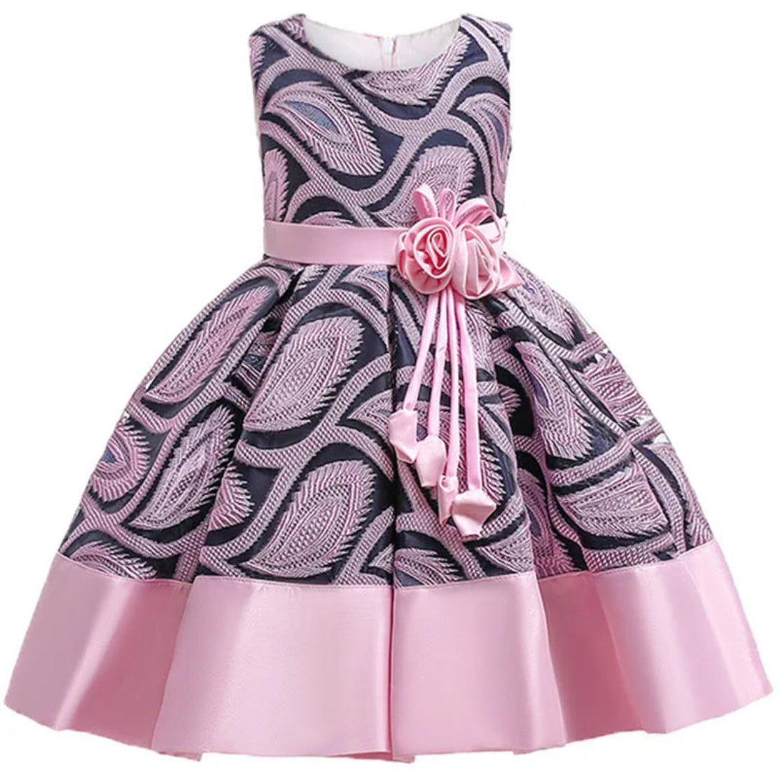 Sleeveless Floral Design Polyester Girl Kids Dress