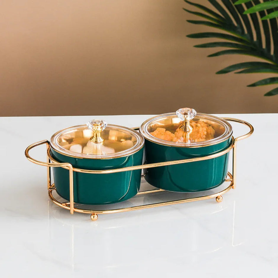Ceramic Dry Fruit Bowl Set With Lid / Ruchi